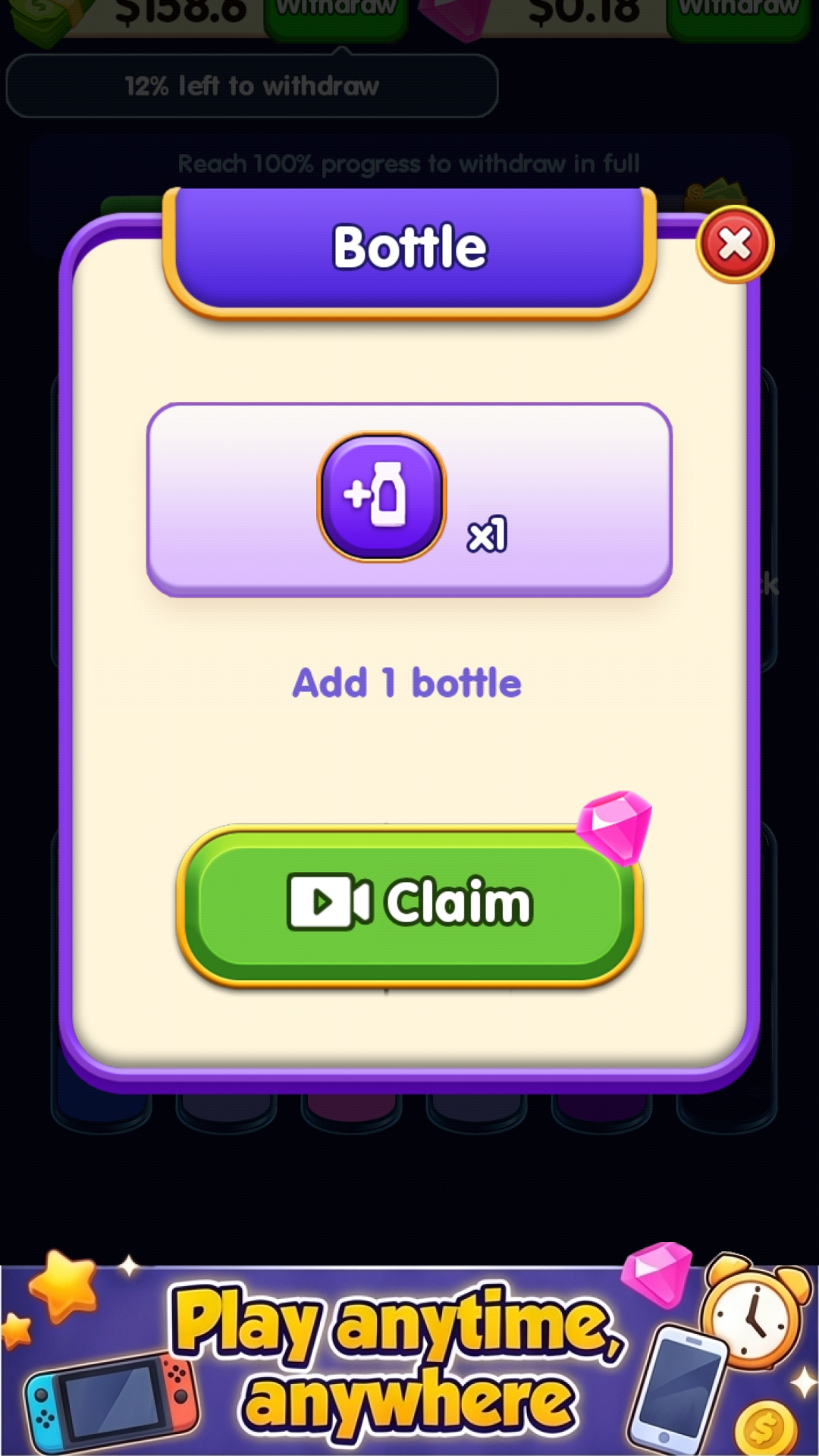 Water Sort World puzzle level with layered liquids